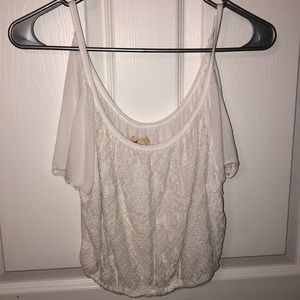 white lace off the shoulder crop top SIZE S